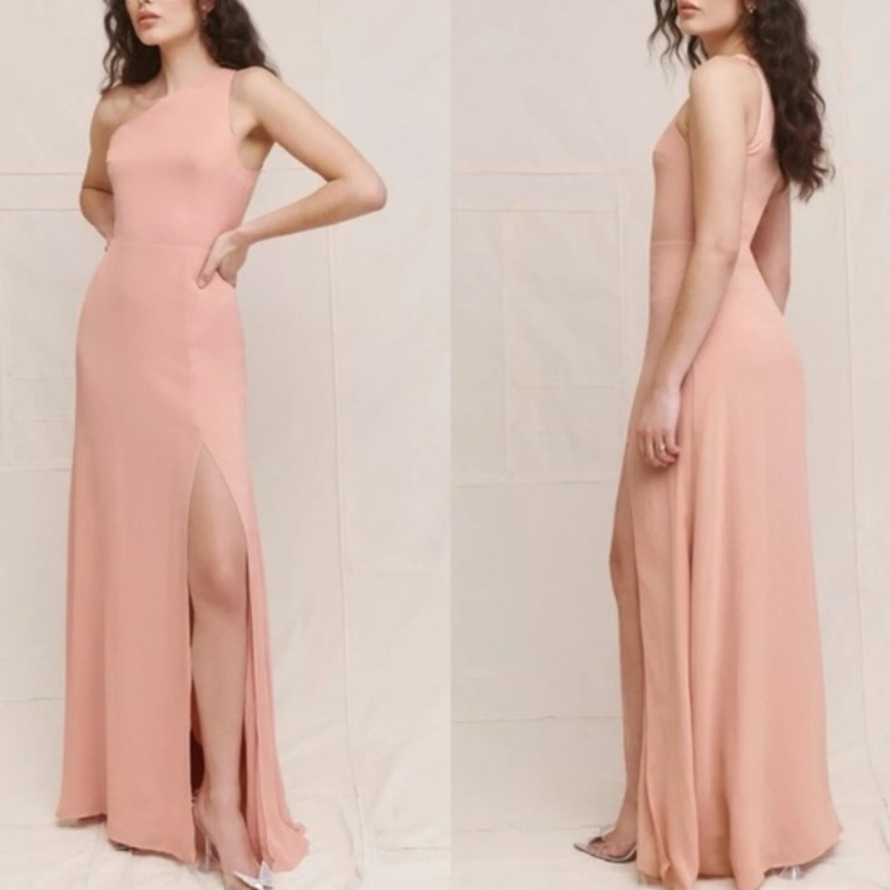 NWT REFORMATION Evelyn One Shoulder Dress Blush Pink 8 - Picture 3 of 8